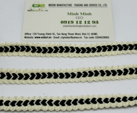 dây dệt đen trắng, dây trang trí họa tiết, dây dệt thời trang, dây may mặc cao cấp, dây đan họa tiết